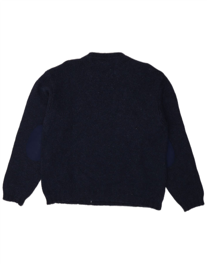 Pulover Benetton pentru bărbați cu decolteu rotund, mare, albastru marin Argyle/Diamond
