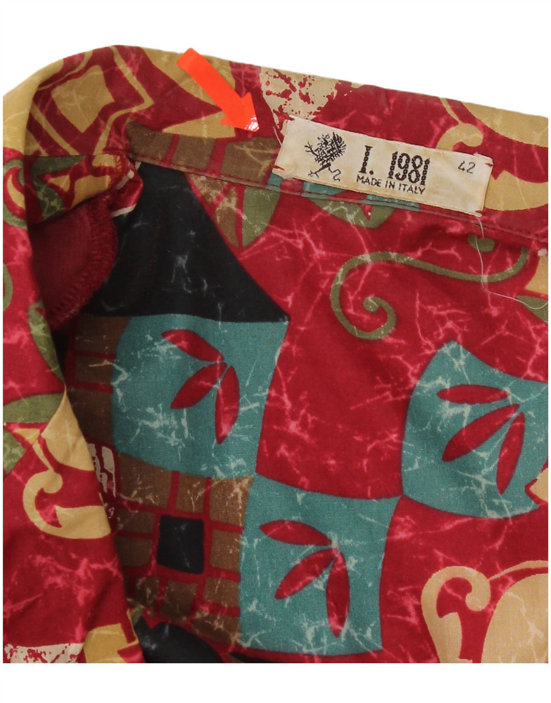 Jachetă vintage pentru femei cu model abstract IT 42 roșu mediu colorblock