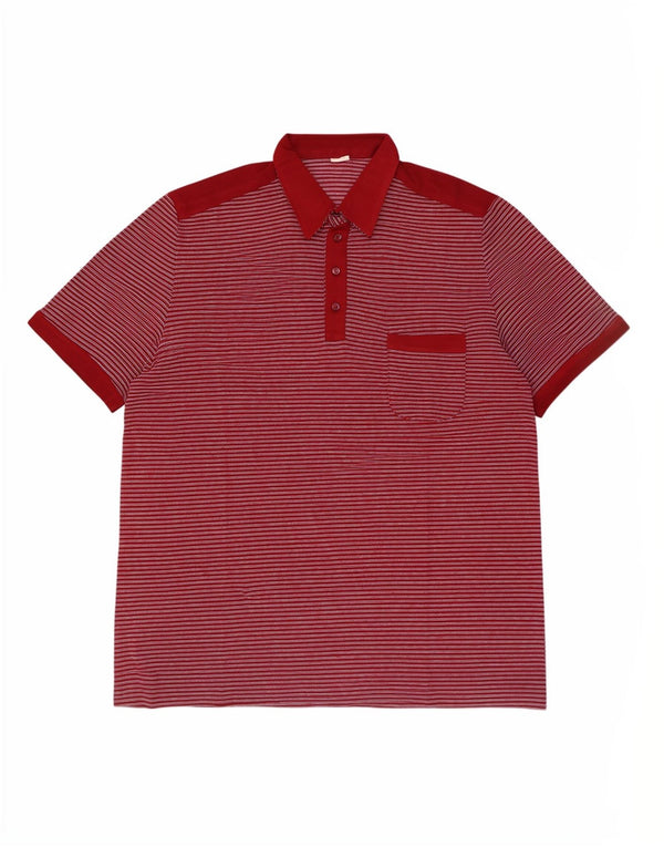 Tricou polo vintage pentru bărbați XL Burgundy cu dungi