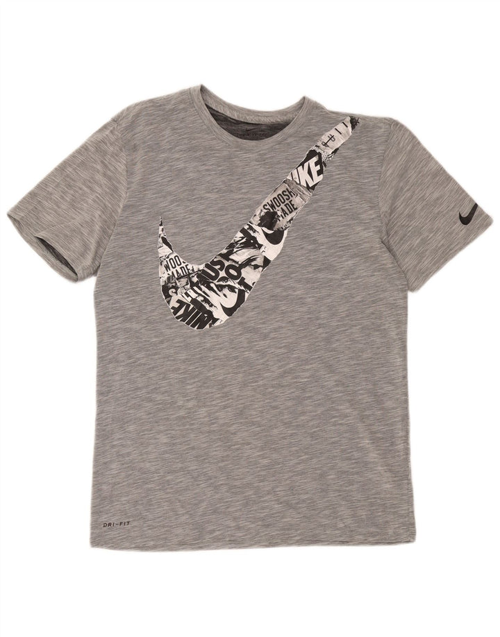 Tricou grafic Nike Dri Fit pentru bărbați Top din bumbac gri mediu