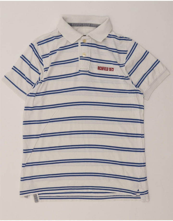 Tricou polo Richfield pentru bărbați XL, bumbac cu dungi albe