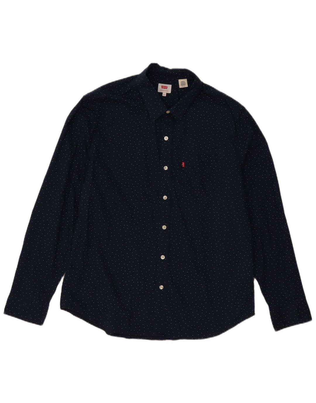 Cămașă pentru bărbați Levi's XL, albastru marin, bumbac cu pete, clasică