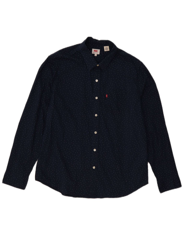 Cămașă pentru bărbați Levi's XL, albastru marin, bumbac cu pete, clasică