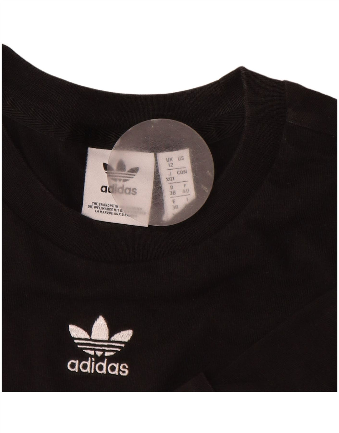 Tricou crop ADIDAS pentru femei, UK 12, bumbac mediu negru