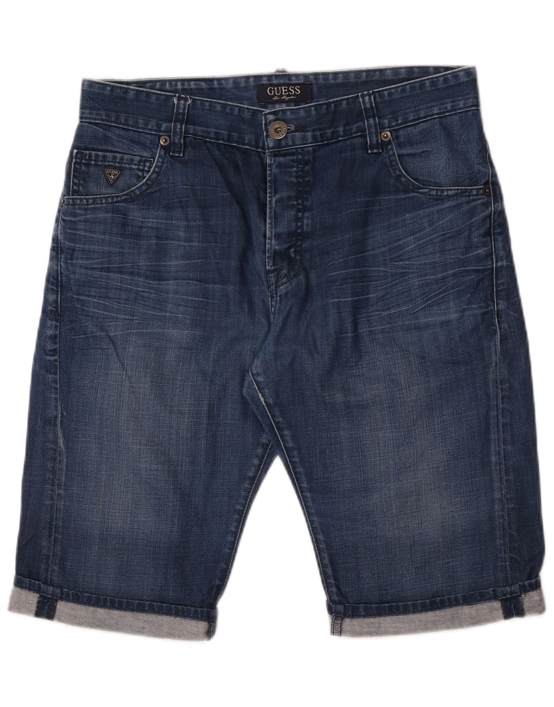 Pantaloni scurți Guess din denim pentru bărbați W31, bumbac albastru mediu