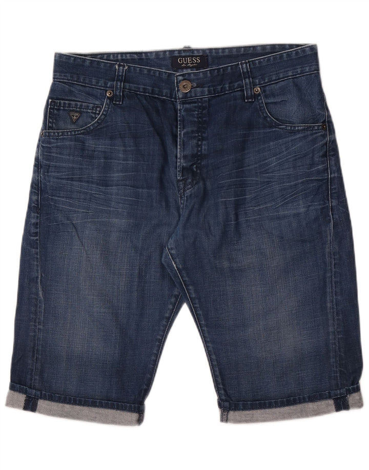 Pantaloni scurți Guess din denim pentru bărbați W31, bumbac albastru mediu