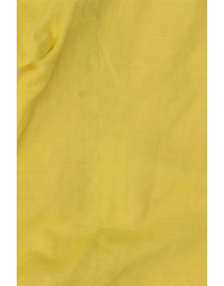 VINTAGE Womens 3/4 Sleeve 1 Button Blazer Jacket IT 48 XL Yellow Linen Vintage Vintage and Second-Hand Vintage from Messina Hembry 
