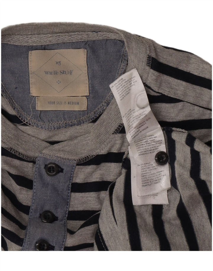 White Stuff Top pentru bărbați cu mânecă lungă, gri mediu, poliester cu dungi