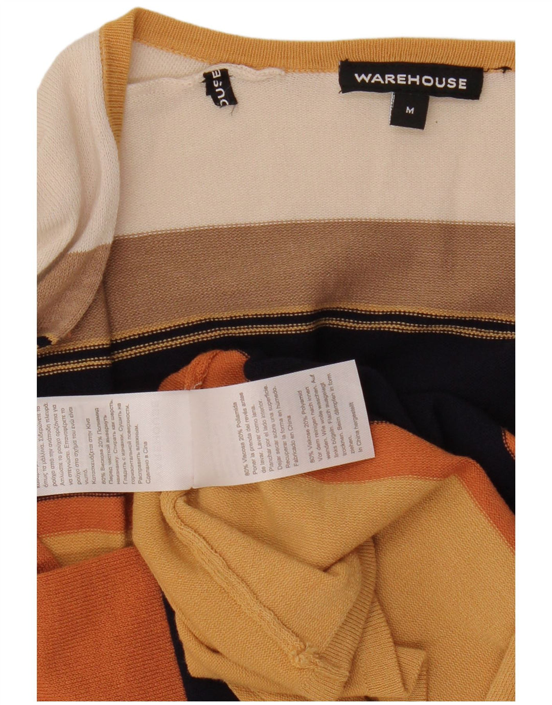 Pulover cardigan cu paragate pentru femei Warehouse UK 14 Medium Beige Viscose