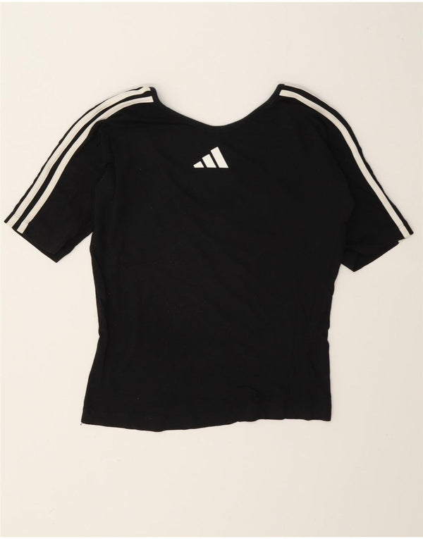 Tricou crop grafic Adidas pentru femei Top UK 12 Medium Black Bumbac