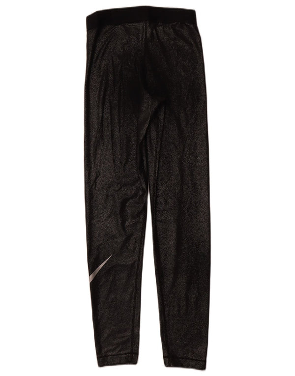Leggings NIKE Dri Fit Graphic pentru femei UK 8 Poliester negru mic