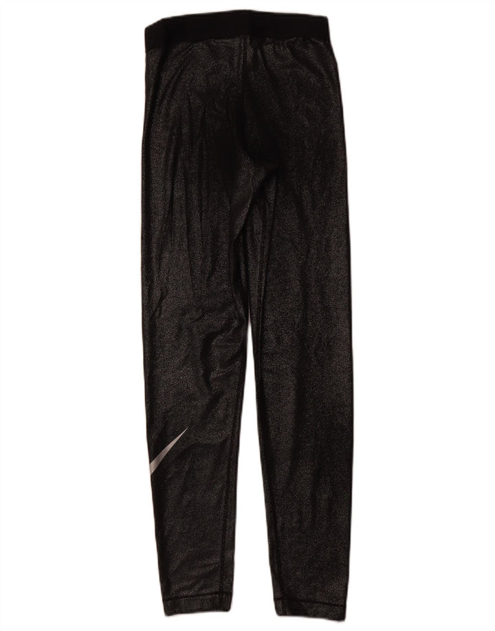 Leggings NIKE Dri Fit Graphic pentru femei UK 8 Poliester negru mic