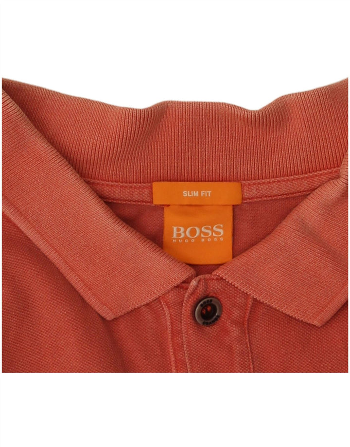 Cămașă polo pentru bărbați Hugo Boss Slim Fit portocaliu mare