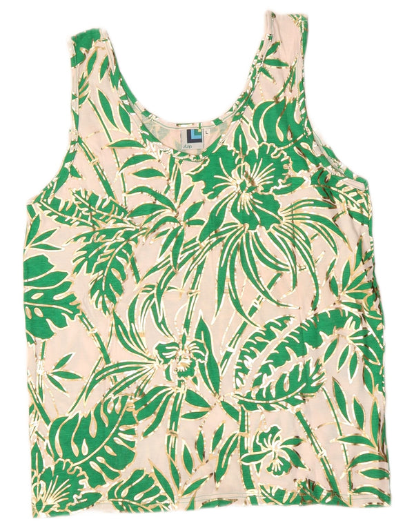 Vest Vest Top pentru femei UK 14 Mare Bej Floral Bumbac