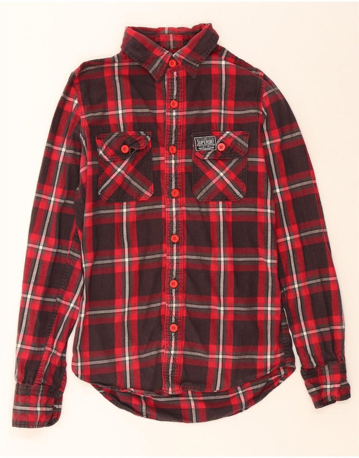 SUPERDRY Mens Flannel Shirt Small Red Check Cotton Vintage Superdry and Second-Hand Superdry from Messina Hembry 