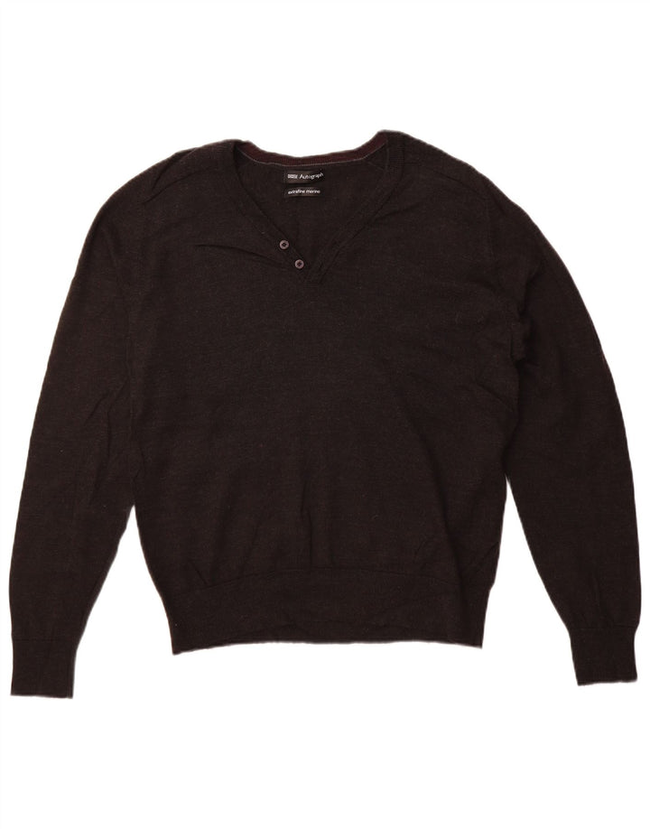 Pulover cu decolteu în V cu autograf pentru femei Marks & Spencer UK 16 mare gri