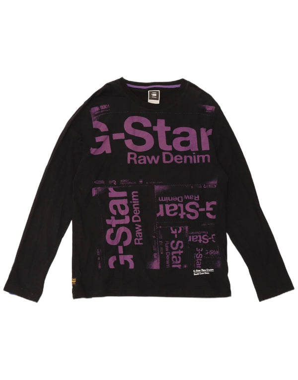 Top grafic G-Star pentru bărbați, cu mânecă lungă, mare, negru, bumbac