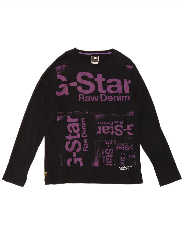 Top grafic G-Star pentru bărbați, cu mânecă lungă, mare, negru, bumbac