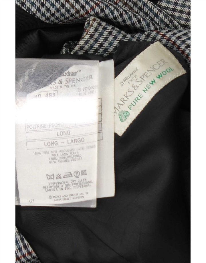 Jachetă pentru bărbați Marks & Spencer pentru bărbați, cu 2 nasturi, UK 46 XL, lână cu carouri albastre