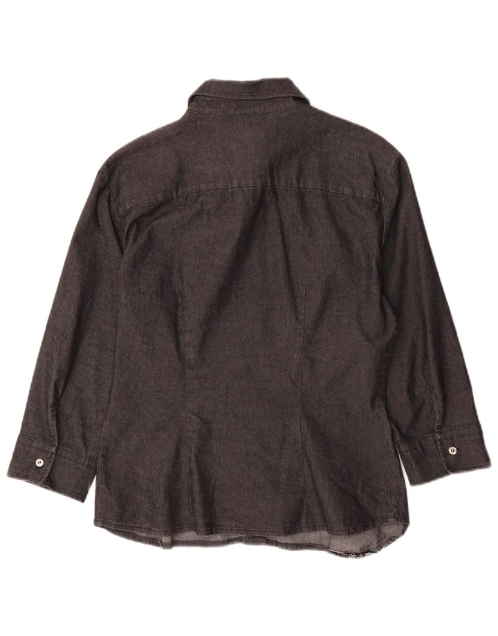 Cămașă pentru femei BENETTON cu mâneci 3/4 UK 10, bumbac gri mic