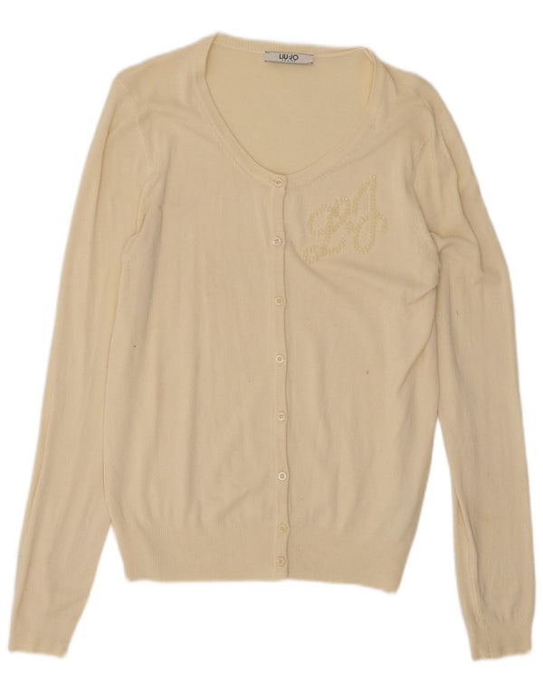 Pulover cardigan supradimensionat pentru femei Liu Jo UK 10 mic din viscoză albă