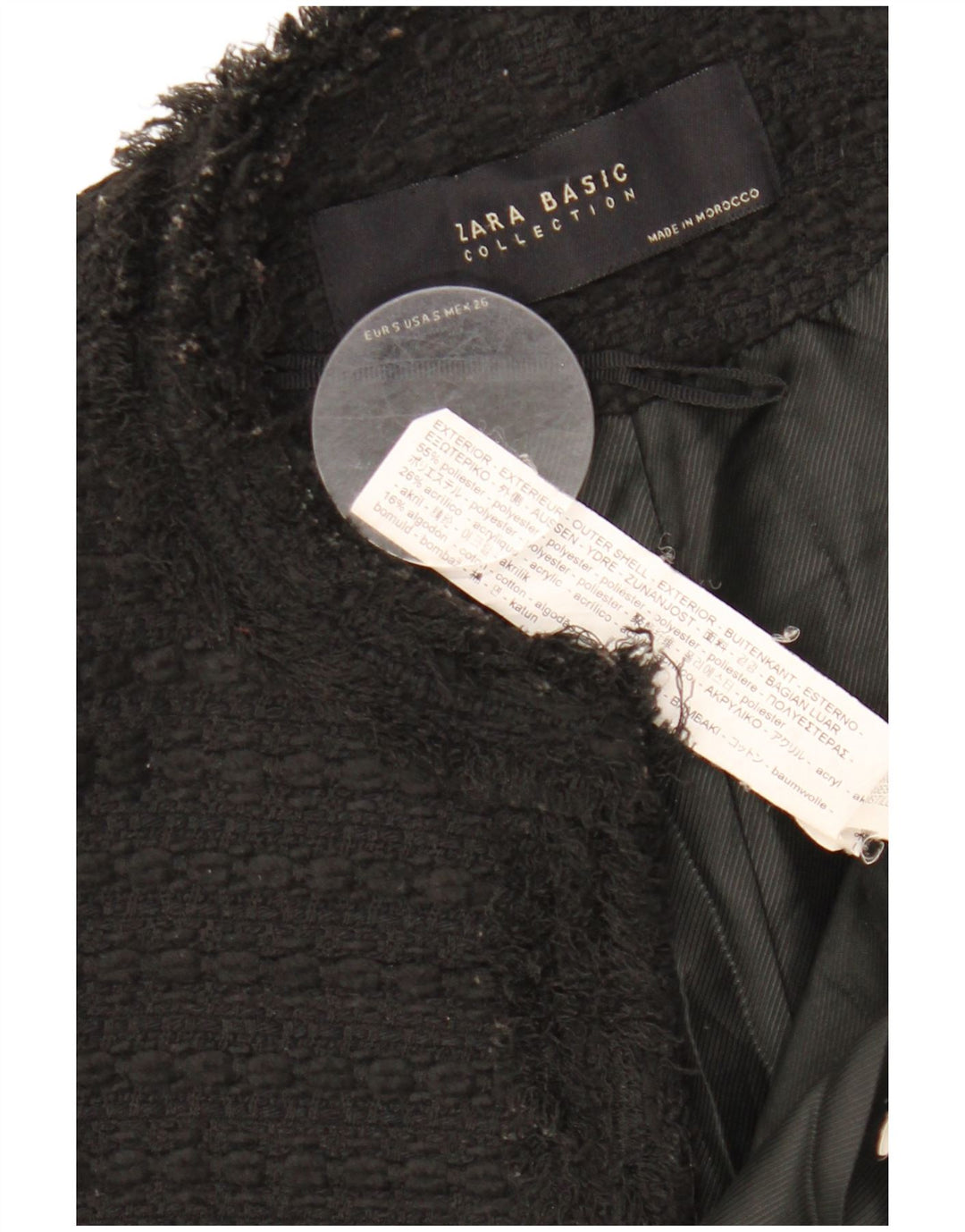 Jachetă pentru femei ZARA cu paragate deschisă UK 10 Poliester negru mic