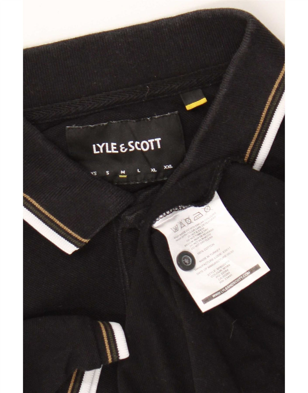 Tricou polo Lyle & Scott pentru bărbați, bumbac cu dungi negre medii