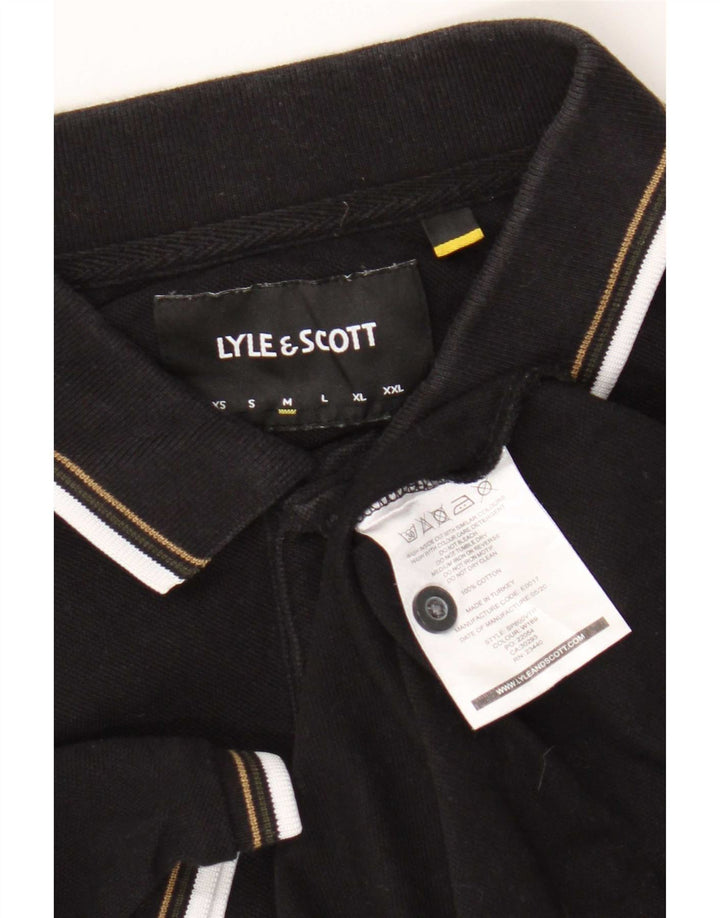 Tricou polo Lyle & Scott pentru bărbați, bumbac cu dungi negre medii