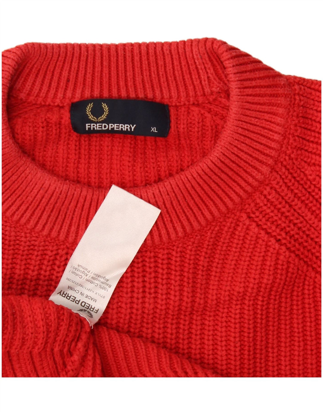 Fred Perry Pulover pentru bărbați cu gât roșu, bumbac XL