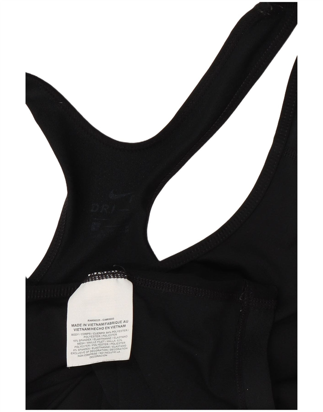 Top cu vestă grafică Nike Dri Fit pentru femei UK 10 Poliester negru mic