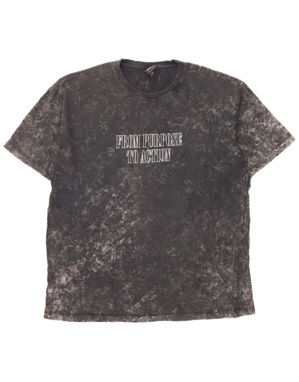 Tricou cu grafică Zara pentru bărbați Acid Wash Top mare, gri din bumbac Tie Dye