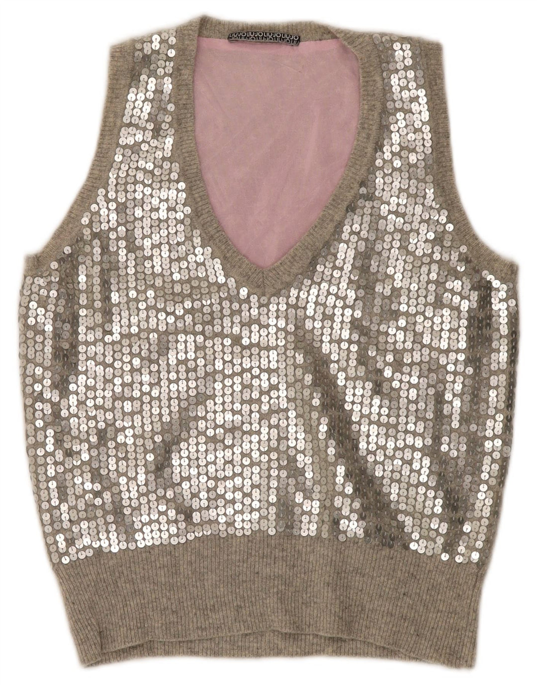 Liu Jo Womens Crop Paiete Vest Tank Top IT 42 Medium Gri Lână