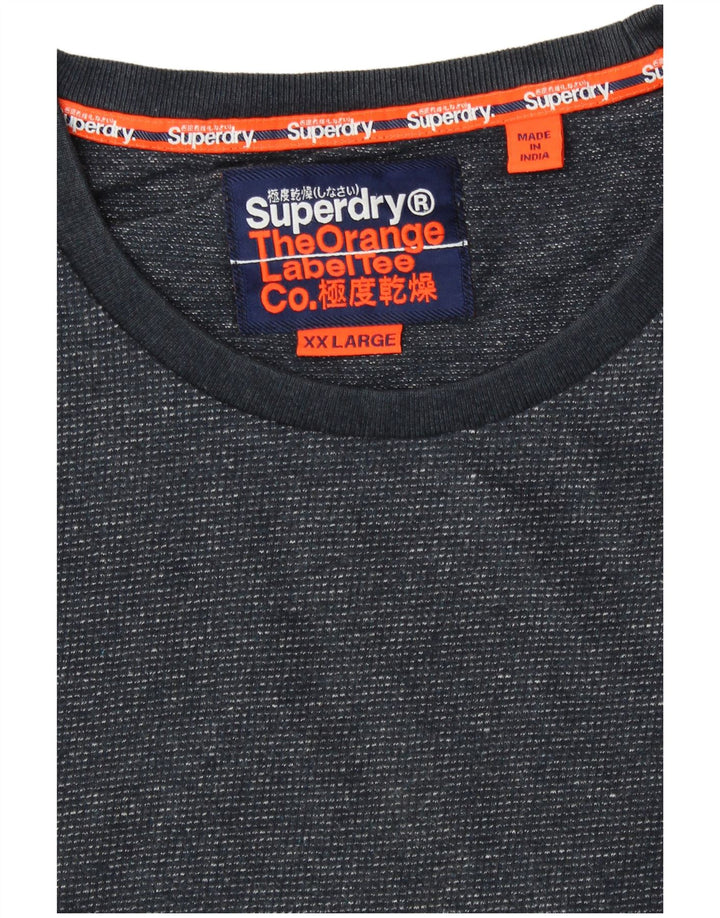 Tricou Superdry pentru bărbați Top 2XL bleumarin bumbac cu pete