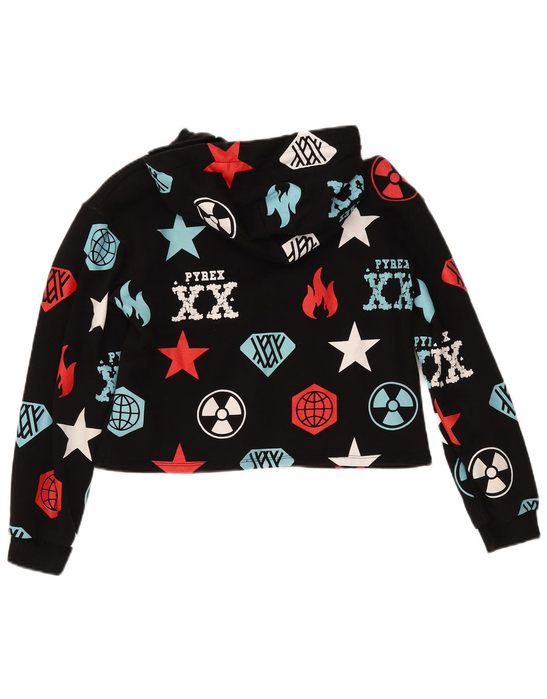 Pulover pentru fete PYREX Crop Graphic Hoodie 11-12 ani XL Negru Geometric