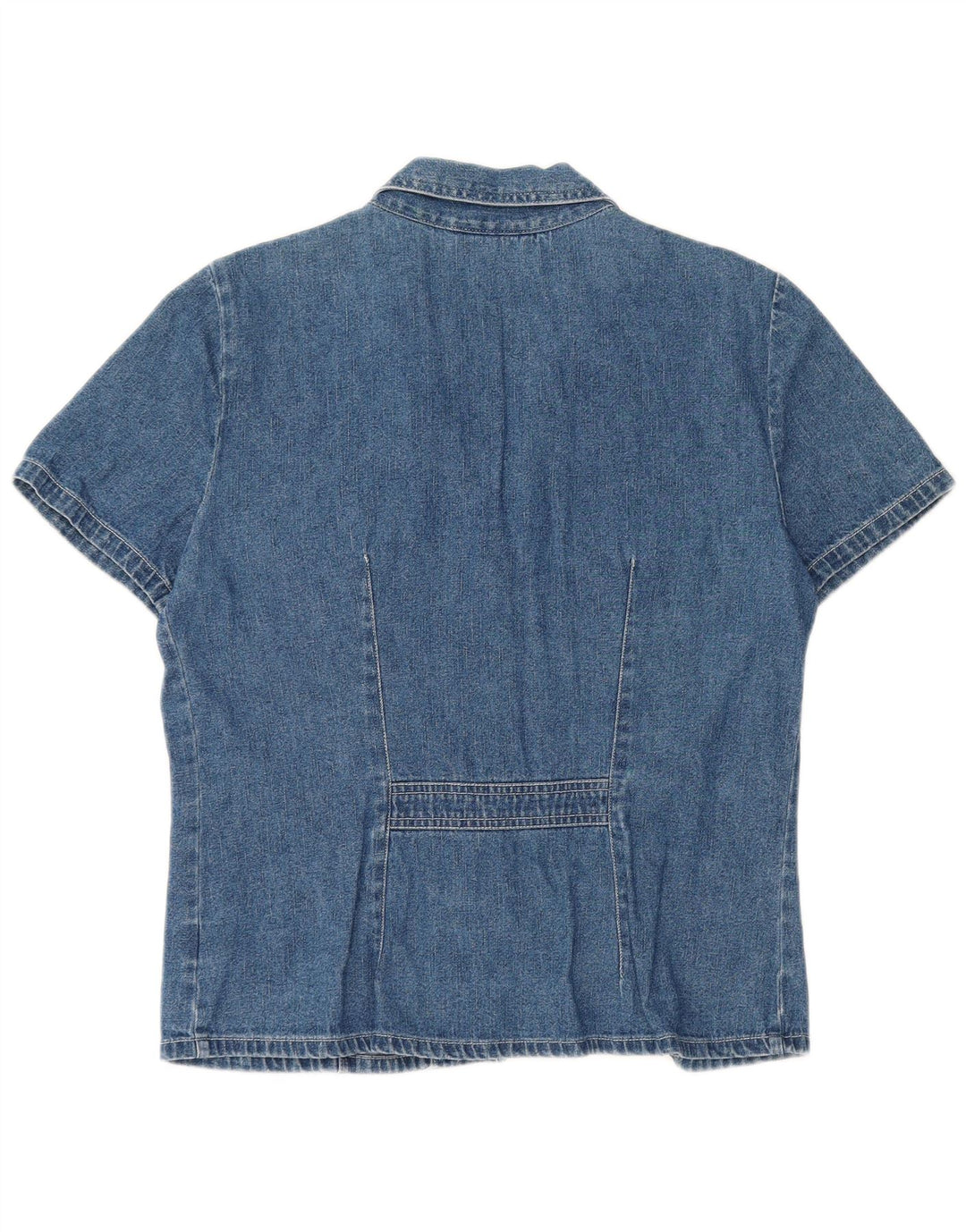 DRESS BARN Cămașă de denim cu mânecă scurtă pentru femei US 8, bumbac albastru mediu