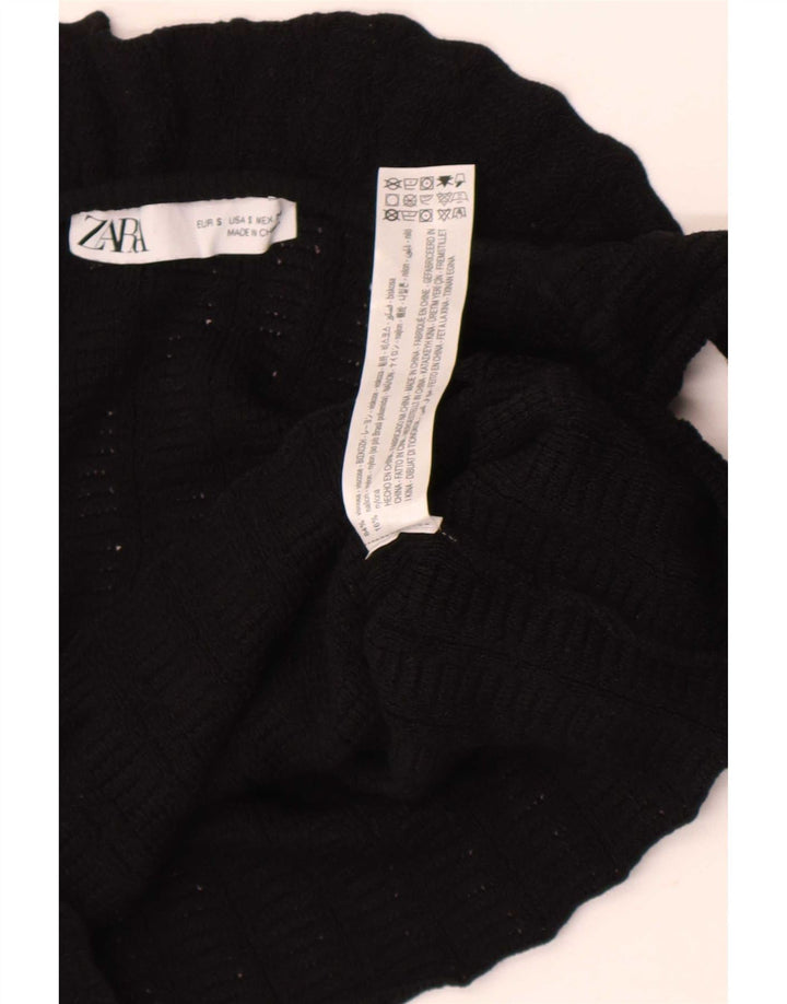 Crop Top pentru femei Zara UK 8 Small Black Viscose