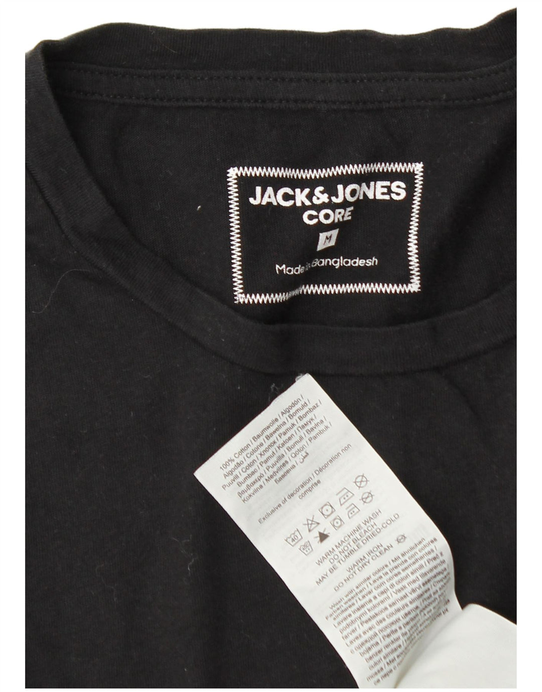 Jack & Jones pentru bărbați, top grafic cu mânecă lungă, bumbac mediu negru
