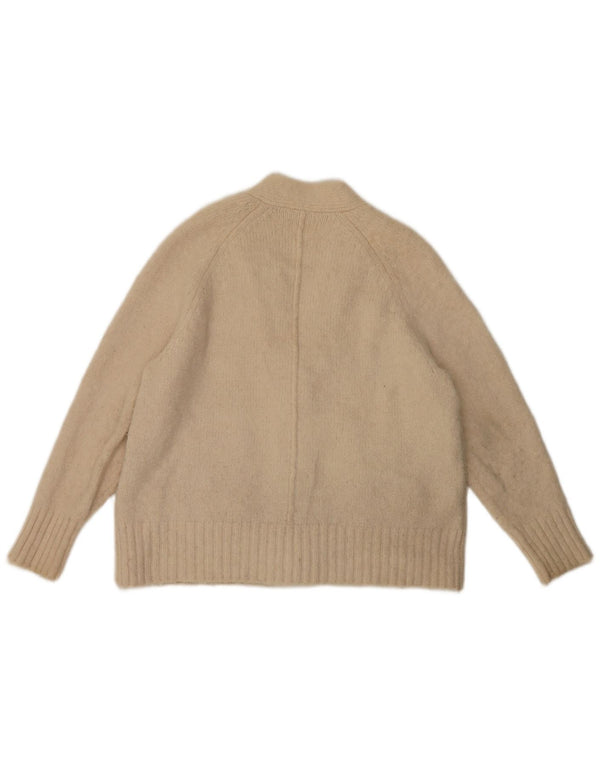 Pulover cardigan pentru femei Zara UK 16 mare, bej, acrilic