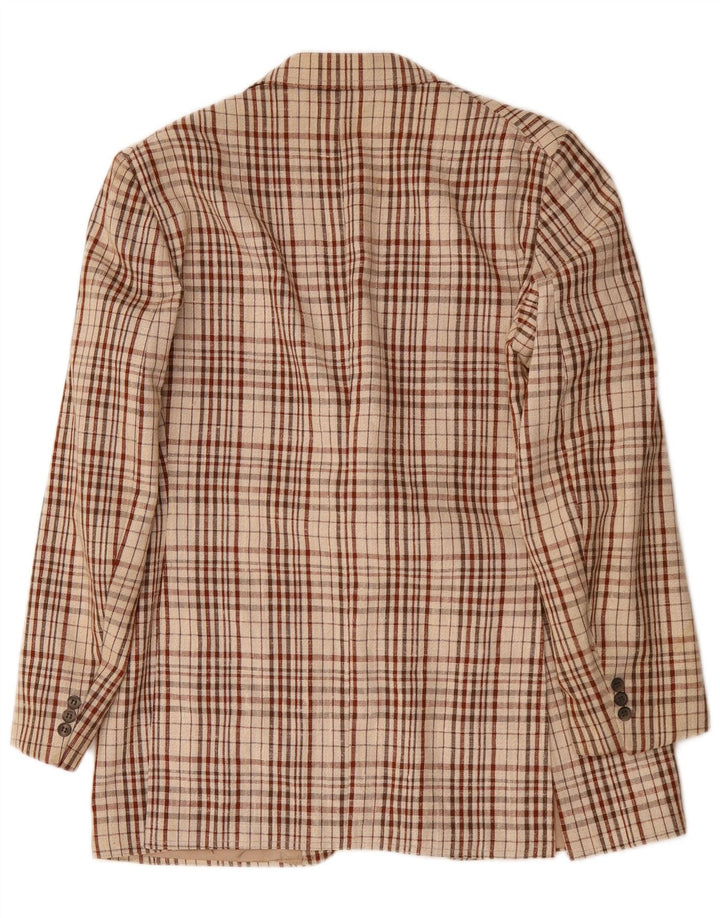 Blazer Vintage pentru bărbați cu 2 nasturi, UK 38 Medium Beige Check