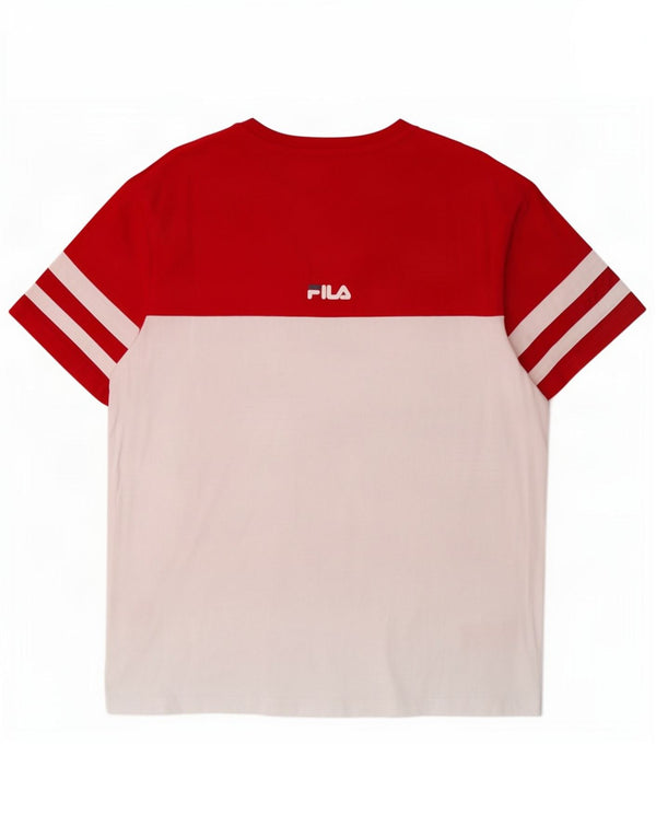Tricou cu grafic Fila pentru bărbați Top mediu alb din bumbac color bloc