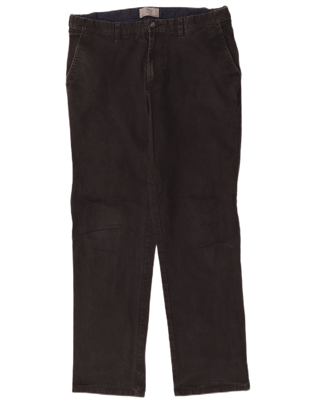 Pantaloni chino pentru bărbați Marks & Spencer, cu ajustare normală, L36 L30, bumbac negru