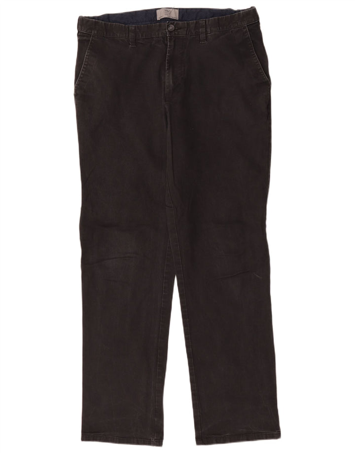 Pantaloni chino pentru bărbați Marks & Spencer, cu ajustare normală, L36 L30, bumbac negru