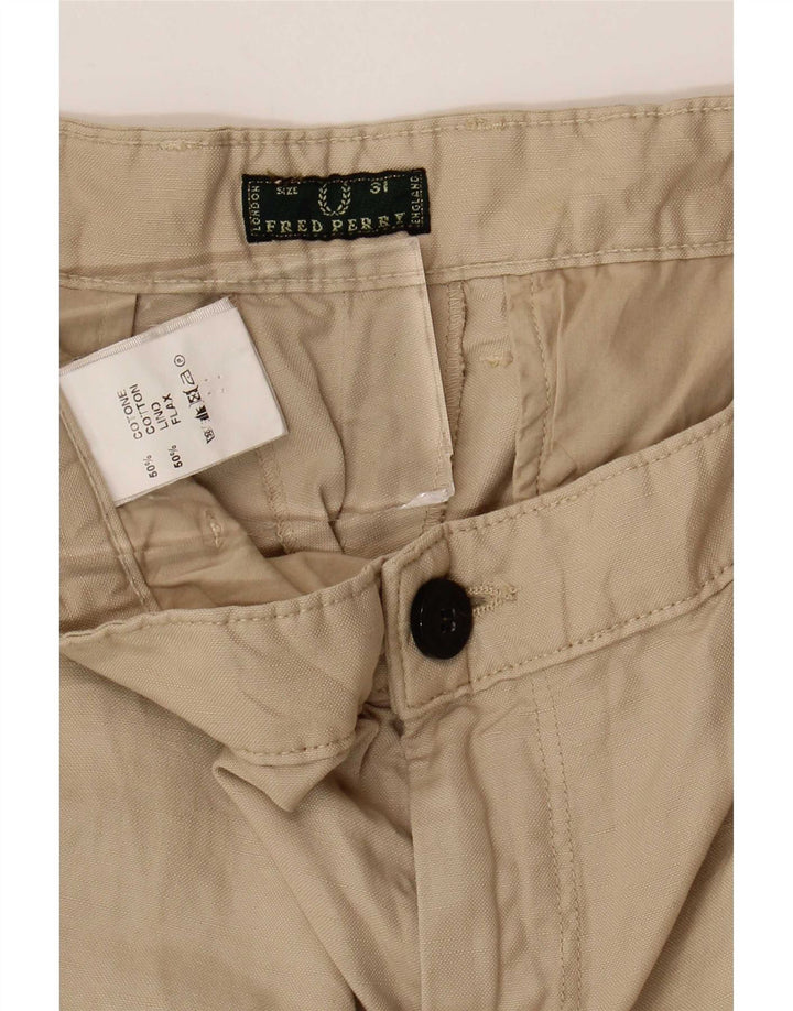 Pantaloni tăiați pentru femei Fred Perry L31 L25 bumbac bej