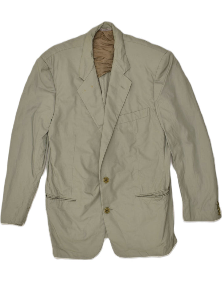 TRUSSARDI Mens 2 Button Blazer Jacket IT 48 Medium Green Cotton | Vintage Trussardi | Thrift | Second-Hand Trussardi | Used Clothing | Messina Hembry 