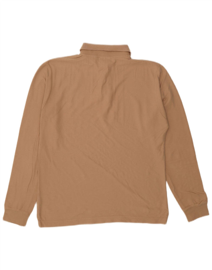 Tricou polo Fila pentru bărbați cu mânecă lungă, bumbac mediu bej