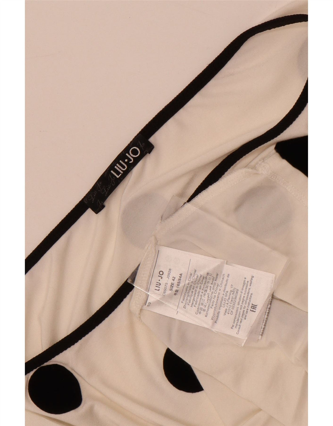 Top pentru femei Liu Jo cu mânecă lungă, cu un umăr, IT 42 Medium White Polka Dot