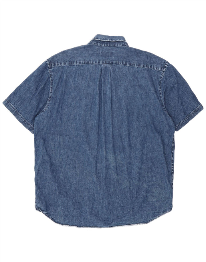 Cămașă de blugi cu mânecă scurtă pentru bărbați Eddie Bauer, bumbac albastru mare