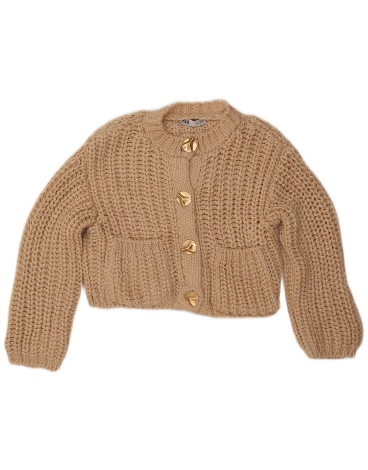 Pulover cardigan supradimensionat pentru femei ZARA UK 10 Mic Bej Acrilic