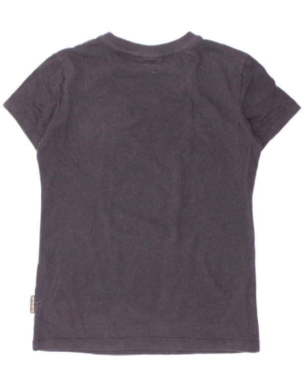 Napapijri Boys Geographic Graphic T-Shirt Top 9-10 Years Navy Blue Cotton