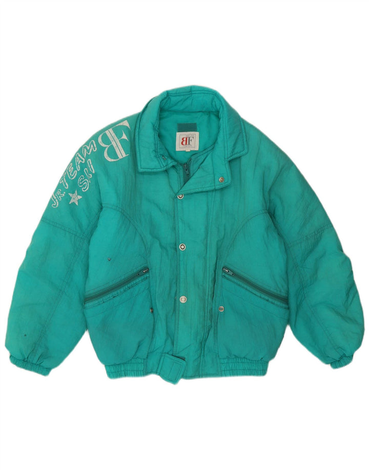 Jachetă de schi cu grafică supradimensionată pentru fete Belfe 10-11 ani Poliamidă verde anii 80